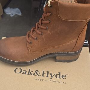 New Women's Tan Combat Boots OAK & HYDE LEATHER BOOTD